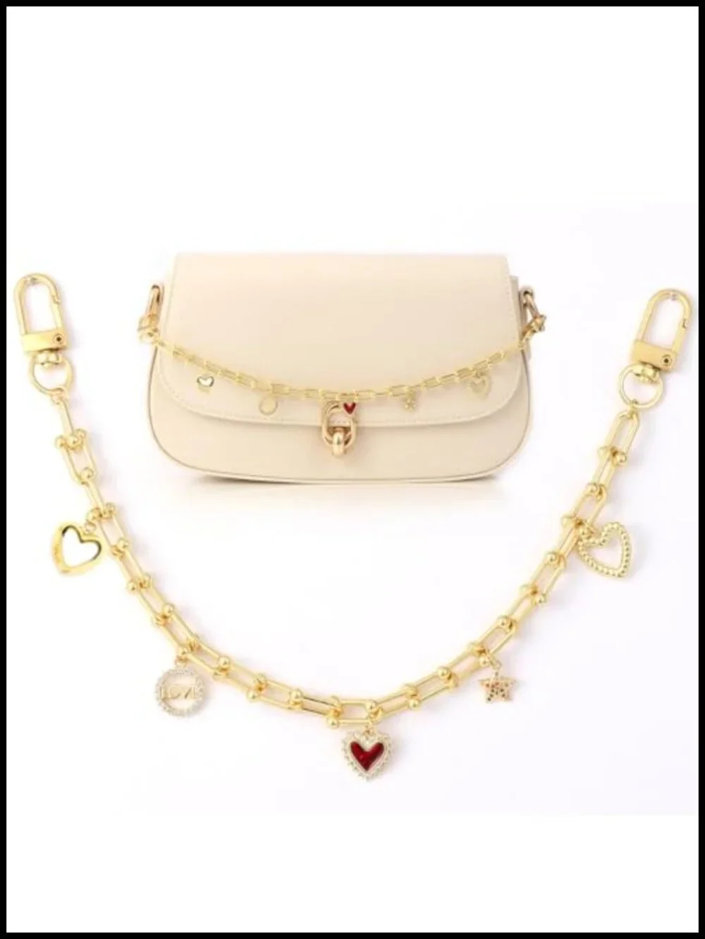 18K Gold Plated Heart Bag Charms with Zirconia Pendants